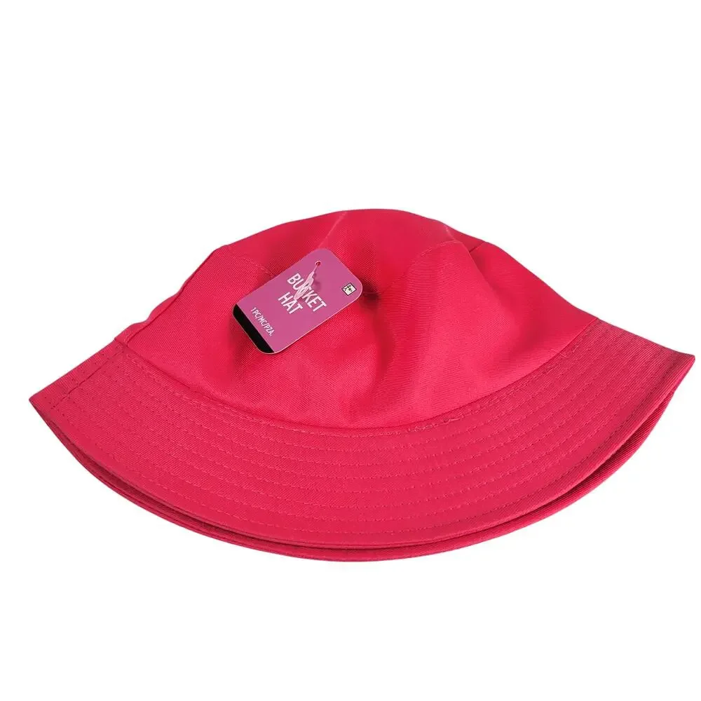 Pink Bucket Hat Adult Novelty Cap Lightweight Solid Color Summer Sun Unlined